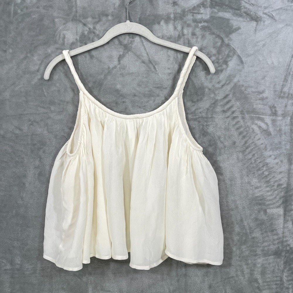 NEW Loft Twist Strap Cami Women's L Ivory White Lined Babydoll Boxy Flowy NWT